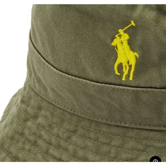 NWT POLO Ralph Lauren Bucket Hat Yellow Embroidered Pony Size S/M, L/XL - Picture 2 of 12